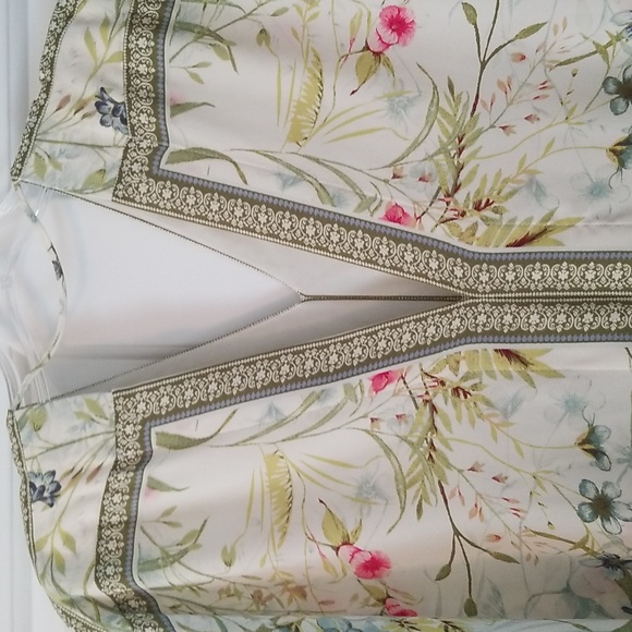 Rose & Olive Floral Blouse - Cream, Green, Pink - Picture 4 of 4